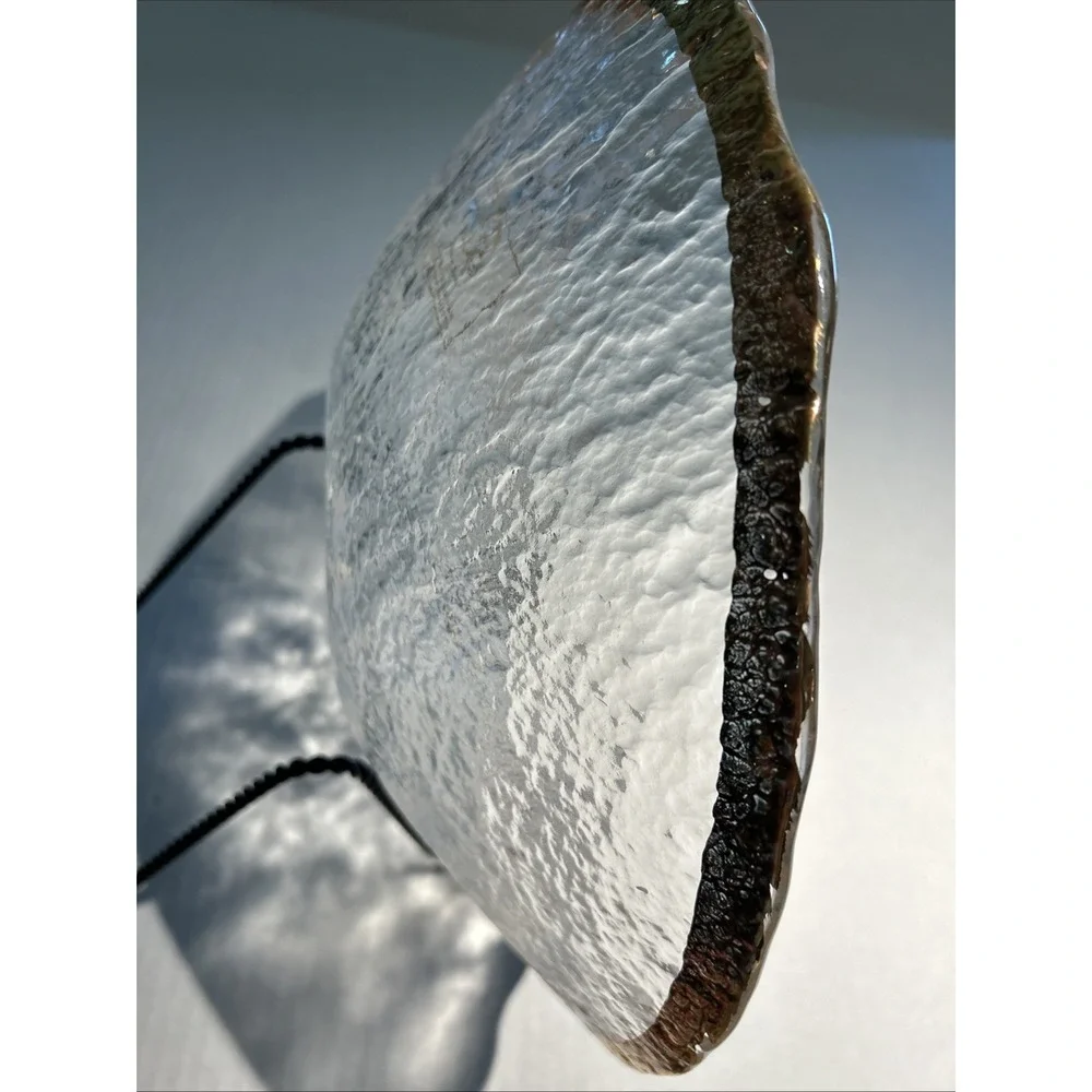 Glacier IVV Italian Textured Art Glass 10K Gold Trim Bowl 13